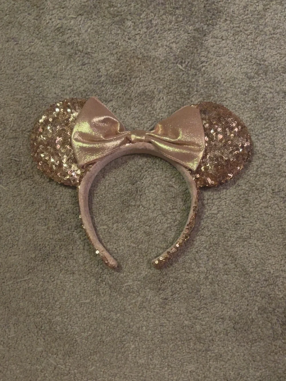 Disney Rose Gold Minnie Mouse Ear Headband with Bow